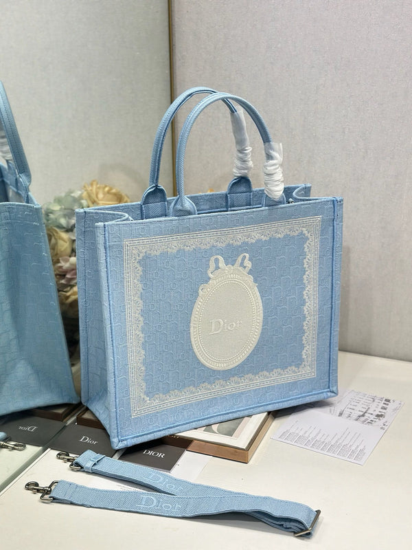 CD Book Tote Blue White  in Canvas
