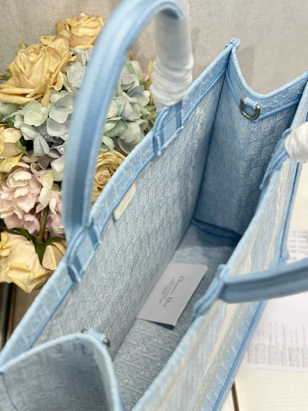 CD Book Tote Blue White  in Canvas