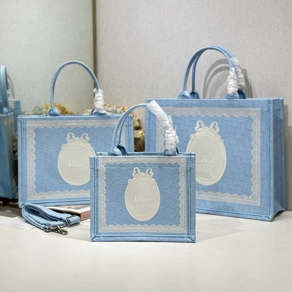 CD Book Tote Blue White  in Canvas