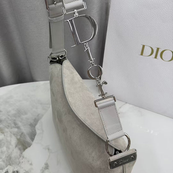 CD Diorly Shoulder Bag 31.5cm  Gris Pietro Suede Leather 158564