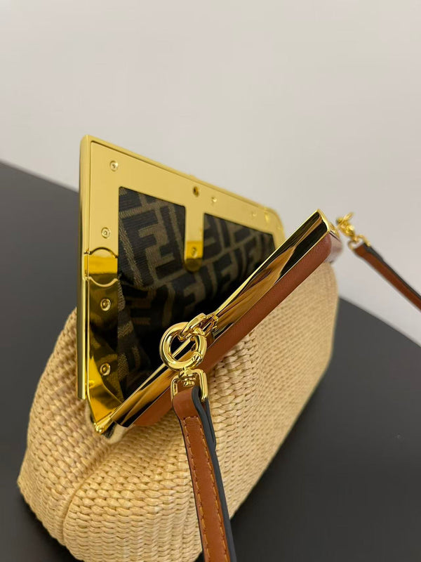 Fendi First Small Bag 26 cm Beige  Raffia