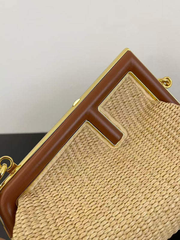 Fendi First Small Bag 26 cm Beige  Raffia