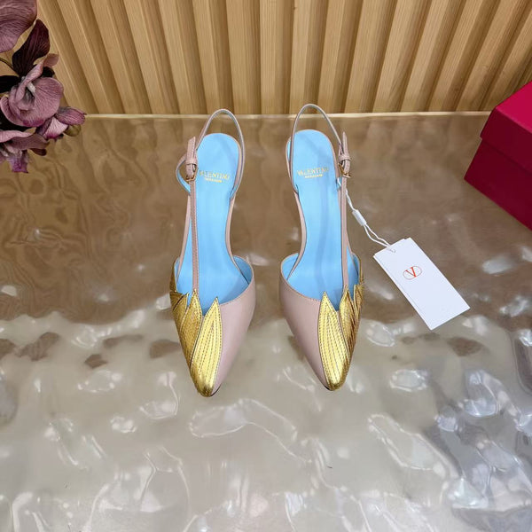 Valentin Foliefoliage Slingback Pumps Nude Pink Cowhide