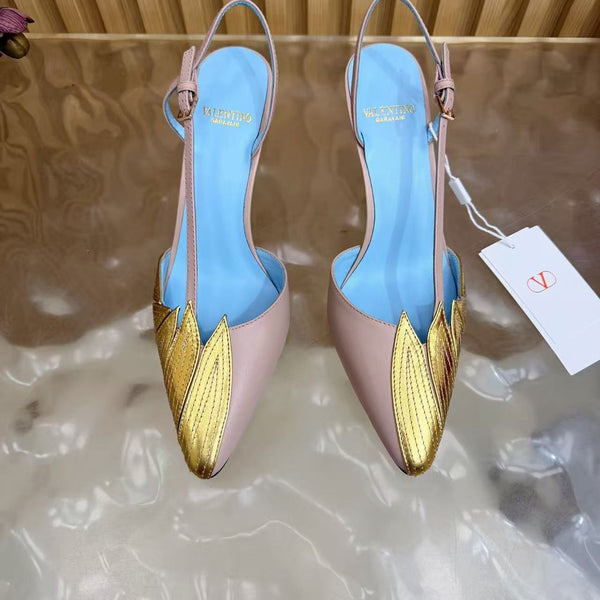 Valentin Foliefoliage Slingback Pumps Nude Pink Cowhide