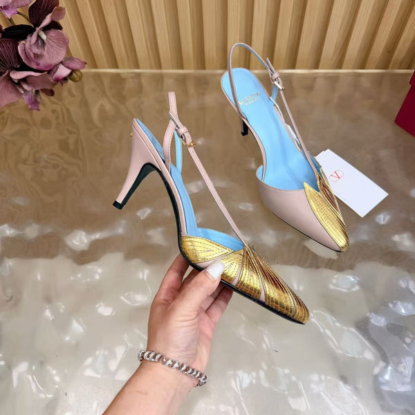 Valentin Foliefoliage Slingback Pumps Nude Pink Cowhide