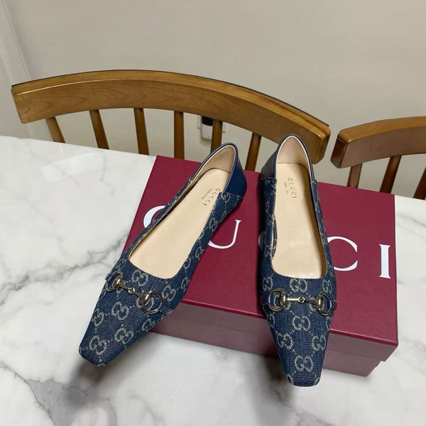 GG Ballet FLats Blue Old-Fashioned Fabric