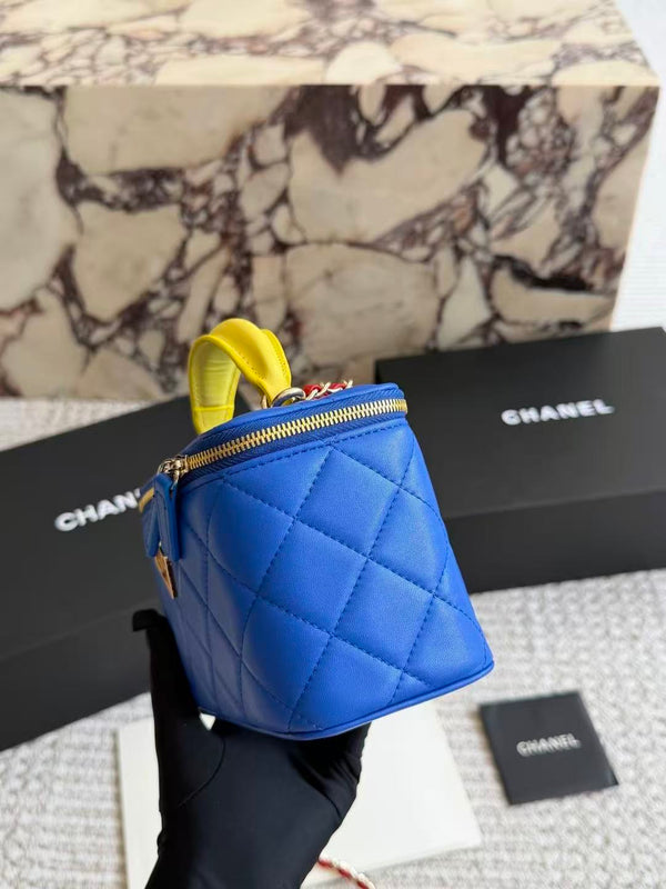 CC Long Vanity Bag 17cm Blue with Superman in Sheepskin