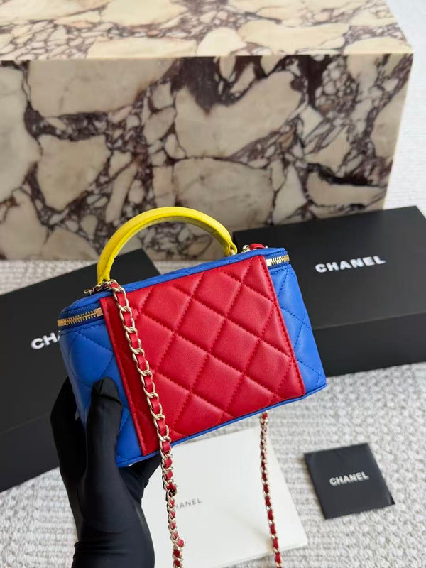 CC Long Vanity Bag 17cm Blue with Superman in Sheepskin