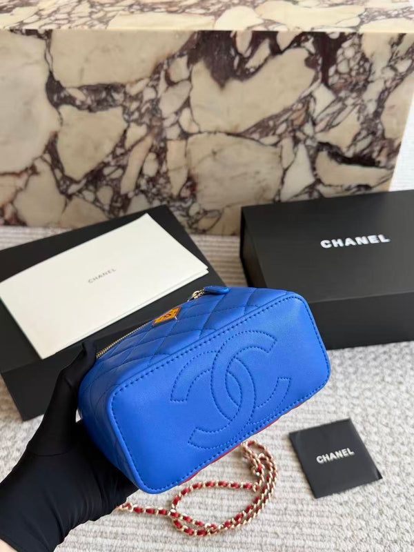 CC Long Vanity Bag 17cm Blue with Superman in Sheepskin