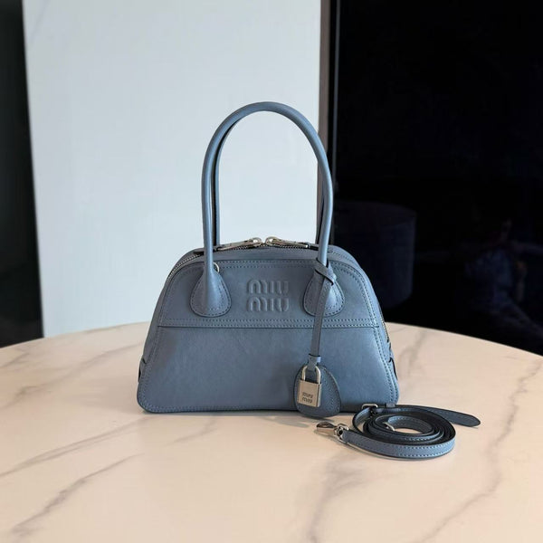 Miu Vivant Bag Blue 28cm Nappa Leather