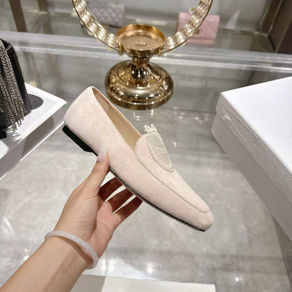 CD Médaillon Loafer Beige Suede