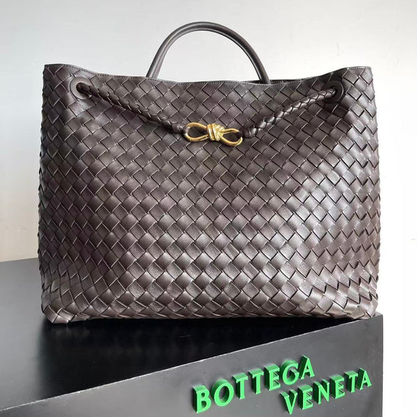 BV LARGE ANDIAMO 45CM DARK BROWN CHOCOLATE LAMBSKIN