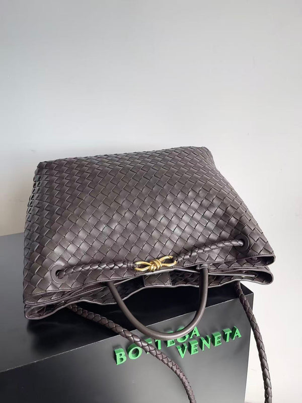 BV LARGE ANDIAMO 45CM DARK BROWN CHOCOLATE LAMBSKIN