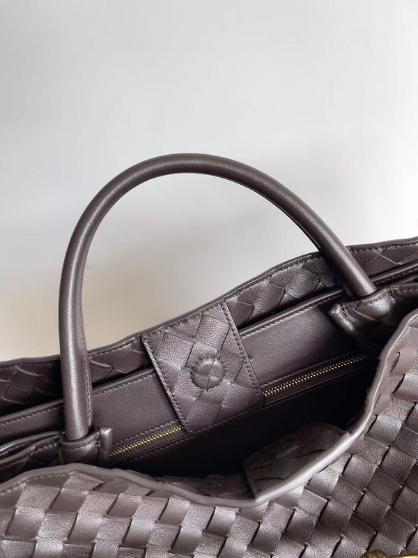 BV LARGE ANDIAMO 45CM DARK BROWN CHOCOLATE LAMBSKIN