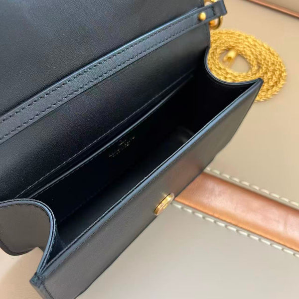 VLTN Small Locò Shoulder Bag Black Calfskin & Crystal