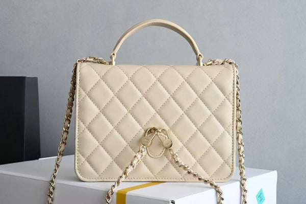 PETIT SAC À RABAT 24CM ANSE SUPÉRIEURE EN AGNEAU LIME MÉTALLERIE DORÉE