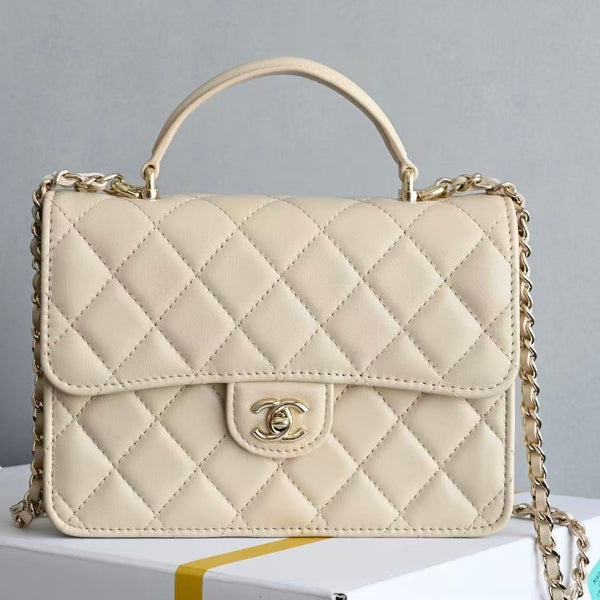 PETIT SAC À RABAT 24CM ANSE SUPÉRIEURE EN AGNEAU LIME MÉTALLERIE DORÉE