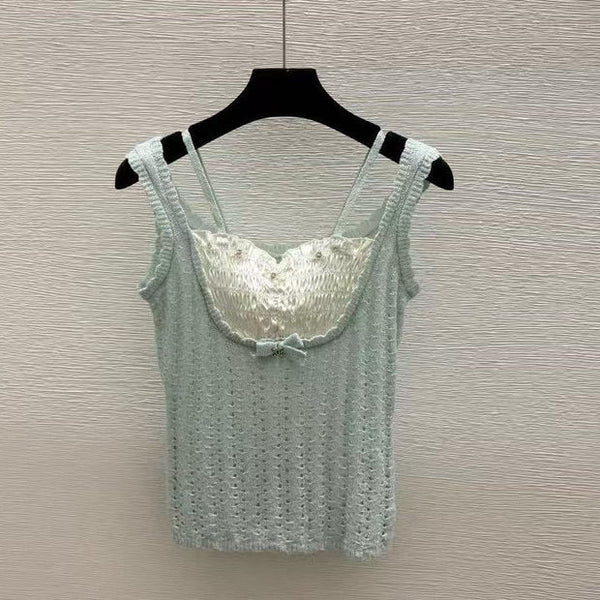 CC 2026 Crop Top Mint Green mix White Cotton