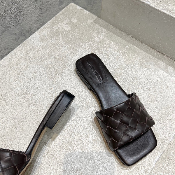 BV Parco Flat Mules Chocolate Leather