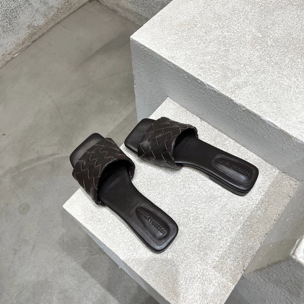 BV Parco Flat Mules Chocolate Leather