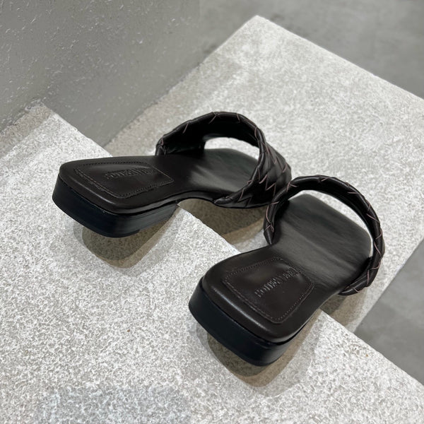 BV Parco Flat Mules Chocolate Leather
