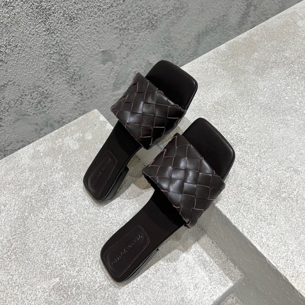 BV Parco Flat Mules Chocolate Leather