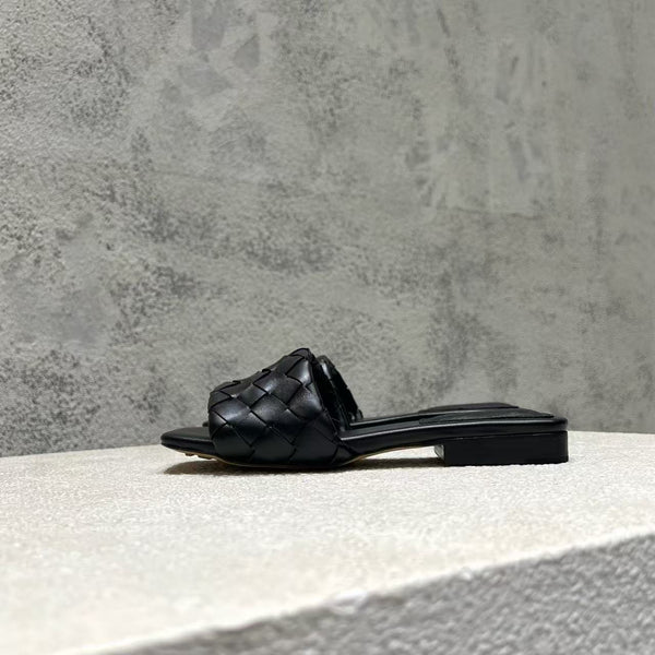 BV Parco Flat Mules Black Leather