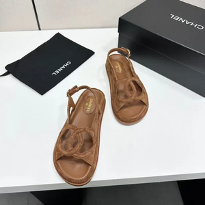 CC Sandals Dark Beige Suede Leather