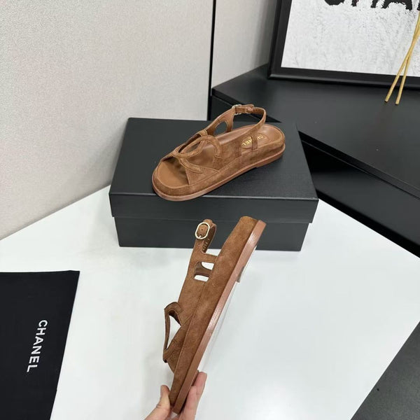 CC Sandals Dark Beige Suede Leather