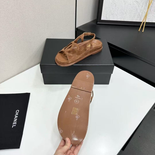 CC Sandals Dark Beige Suede Leather