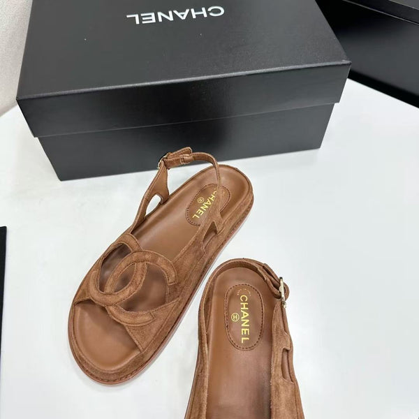 CC Sandals Dark Beige Suede Leather