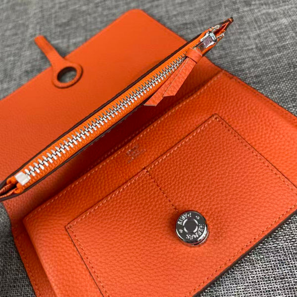 HM Dogon Duo Wallet 20cm In Orange Togo Leather