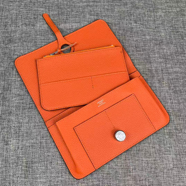 HM Dogon Duo Wallet 20cm In Orange Togo Leather