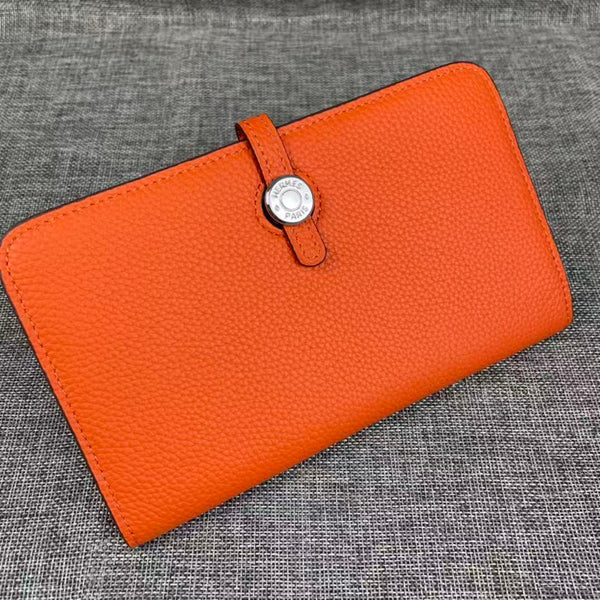 HM Dogon Duo Wallet 20cm In Orange Togo Leather