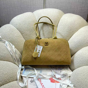 CC Large Bowling Bag 35.5cm Dark Beige Calfskin