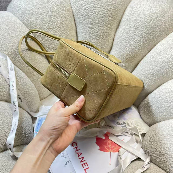 CC Large Bowling Bag 35.5cm Dark Beige Calfskin