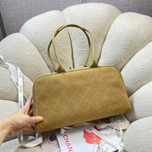 CC Large Bowling Bag 35.5cm Dark Beige Calfskin