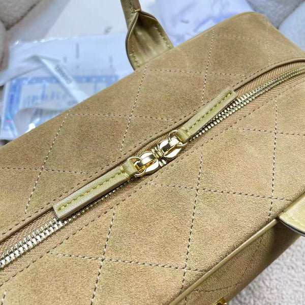 CC Large Bowling Bag 35.5cm Dark Beige Calfskin