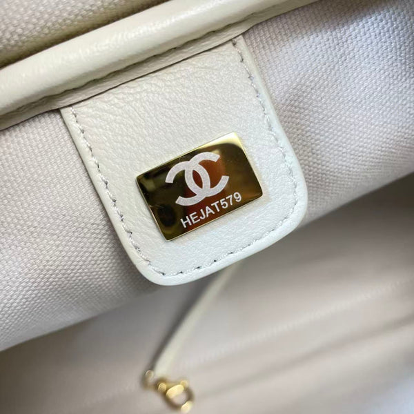 CC Large Bowling Bag 35.5cm Dark Beige Calfskin