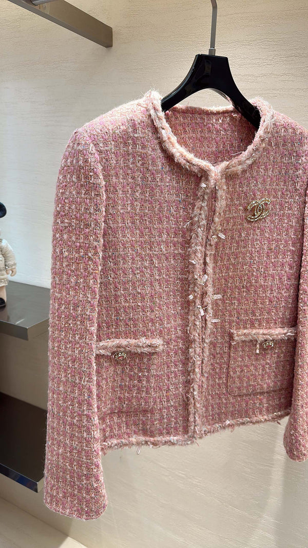 CC 25 Veste tressée coton rose clair