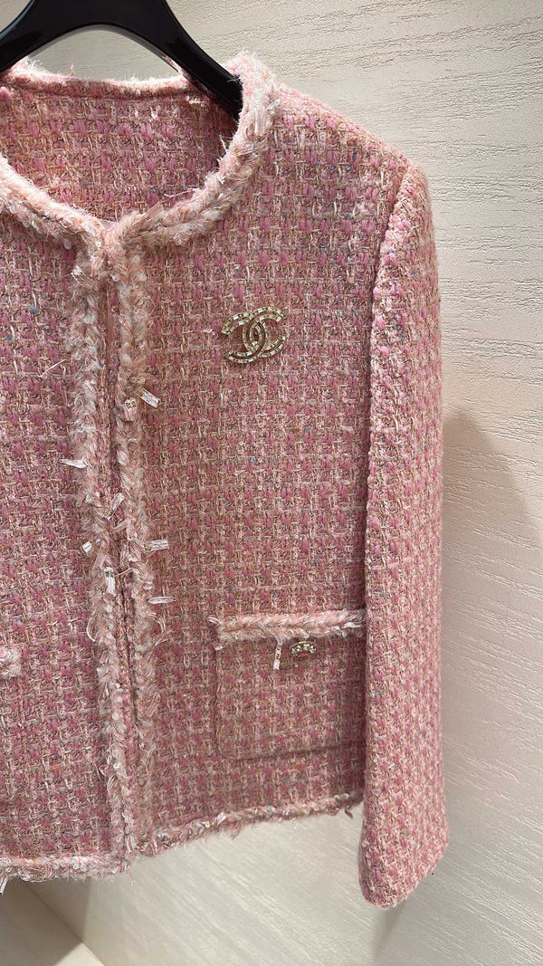CC 25 Veste tressée coton rose clair