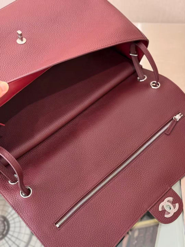 Chanel 2026 Maxi Flap Bag 38.5cm Dark Burgundy Calfskin Gold Hardware
