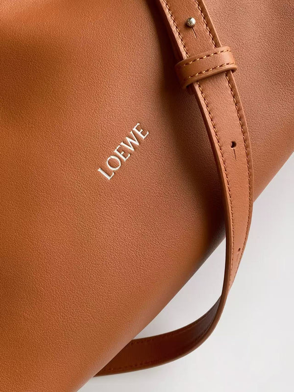 Loe Flamenco Clutch Bag 30cm Camel Brown Nappa Leather