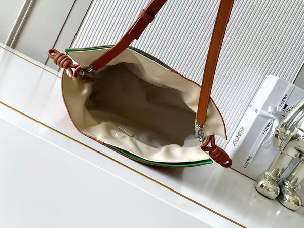 Loe Flamenco Clutch Bag 30cm Camel Brown Nappa Leather