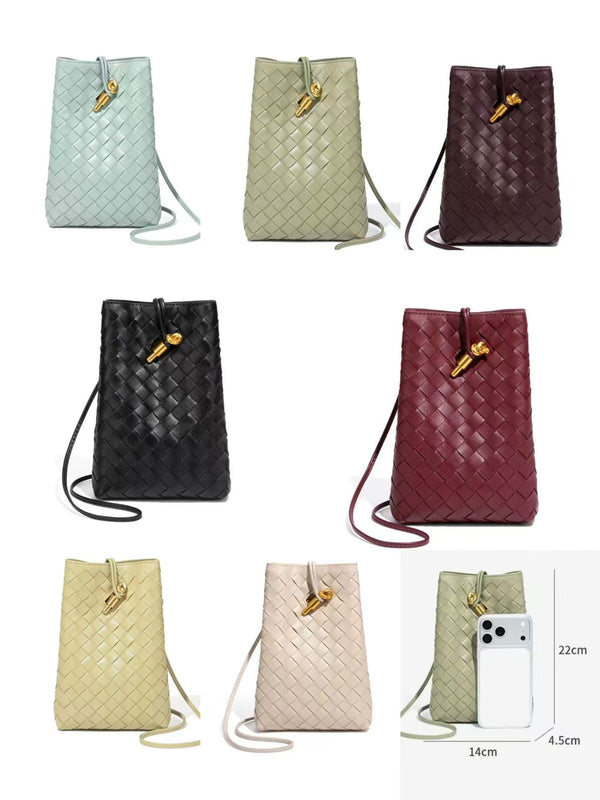 BV Andiamo Phone Pouch Bag 22cm Multicolor Intrecciato Leather