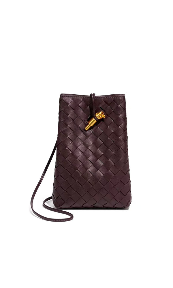 BV Andiamo Phone Pouch Bag 22cm Multicolor Intrecciato Leather