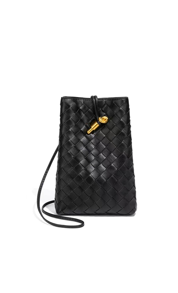 BV Andiamo Phone Pouch Bag 22cm Multicolor Intrecciato Leather