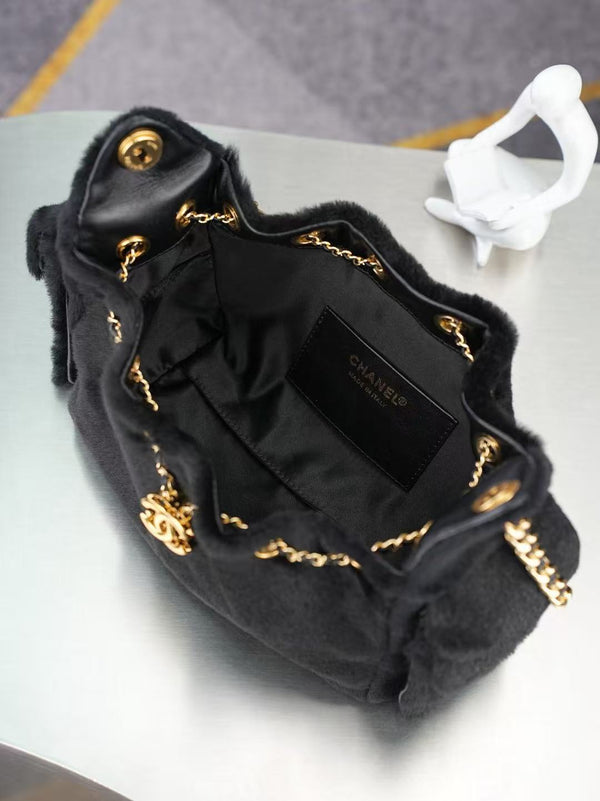 CC 2026 Hobo Bag 22cm Black Ponyhair