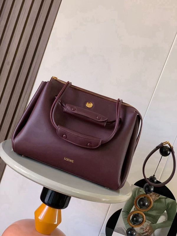 Borsa Loewe Madrid 33cm in pelle di vacchetta color talpa