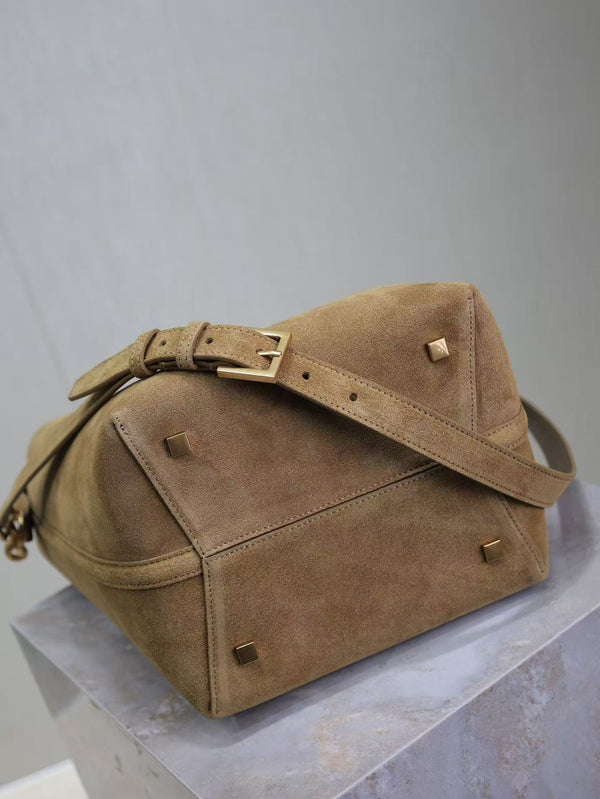 YSL 26s Le 37 Bucket Bag 26cm Golden Leaf Suede